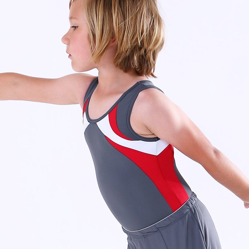 NEW DANCE Boy's Gymnastics Leotard Toddler Ballet Dance Practice Atheletic Competition Training Tank Gray,SC - Image 2